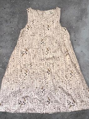 Rachel Zoe 100% Linen Floral Midi Dress Size S Natural Fiber Sleeveless
